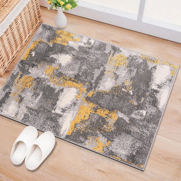 World Rug Gallery Brighton Modern Abstract Area Rug 2'x3' Yellow - 4056YELLOW2X3