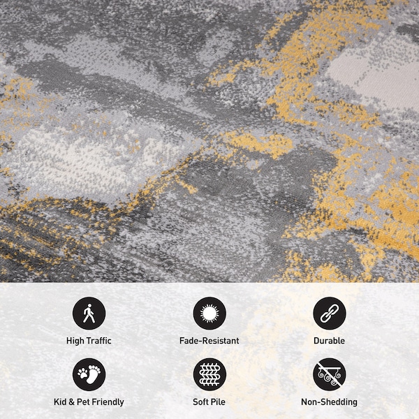World Rug Gallery Brighton Modern Abstract Area Rug 2'x3' Yellow - 4056YELLOW2X3