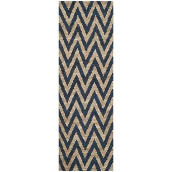 Safavieh Organic Hand Knotted Runner Rug- Blue - Natural- 2 ft. 6 in. x 6 ft. - ORG515B-26
