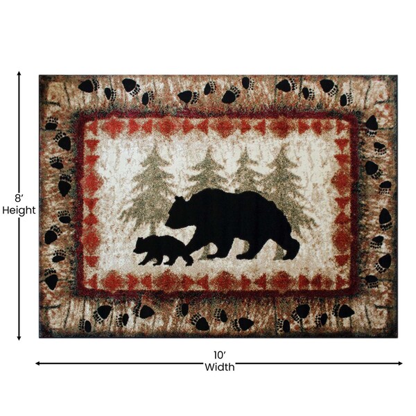 Flash Furniture 8' x 10' Brown Rustic Bear and Cub Olefin Area Rug - KP-RGB3940-810-BN-GG