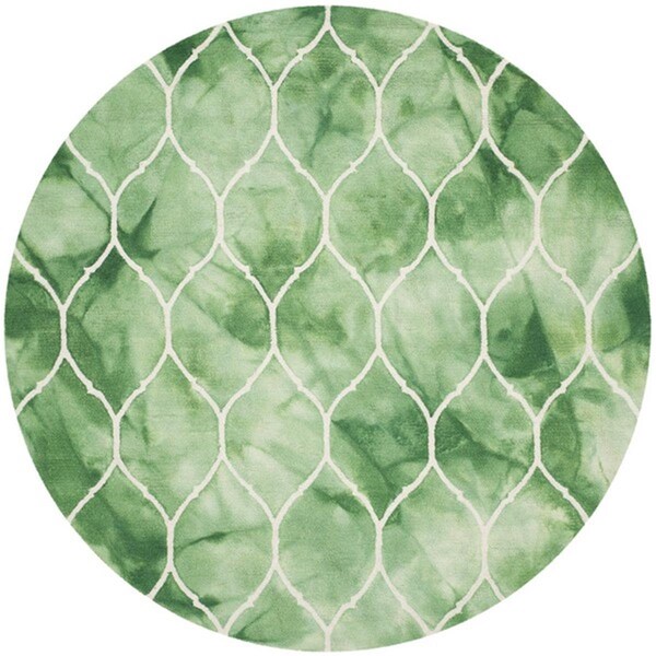 Safavieh 7 x 7 ft. Round Dip Dye Hand Tufted RugGreen & Ivory - DDY685Q-7R