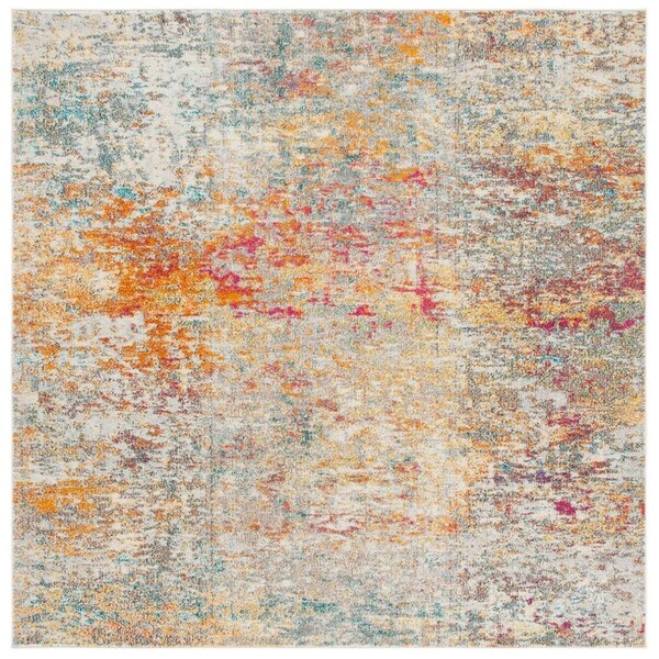 Safavieh 3 x 3 ft. Madison 400 Power Loomed Square Area Rug Grey & Turquoise - MAD460G-3SQ