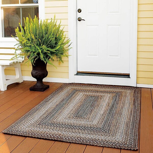 Homespice Decor 27 x 45 in. Wildwood Ultra Durable Oval Braided Rug - Brown - 300621