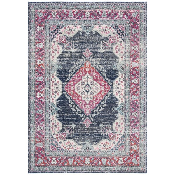 Safavieh 8 x 10 ft. Evoke Power-Loomed Rectangle Rug Fuchsia & Navy - EVK250R-8