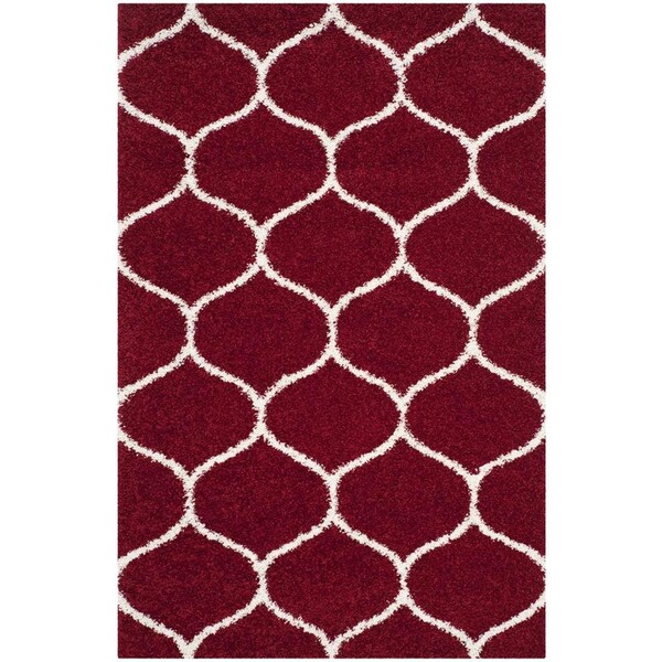 Flowers First 5 ft. 1 in. x 7 ft. 6 in. Hudson Shag Power Loomed Rug, Red & Ivory - Medium Rectangle - FL1868172