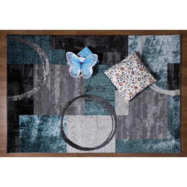 World Rug Gallery Contemporary Abstract Circle Design Soft Area Rug 2' x 3' Gray - 307GRAY2X3