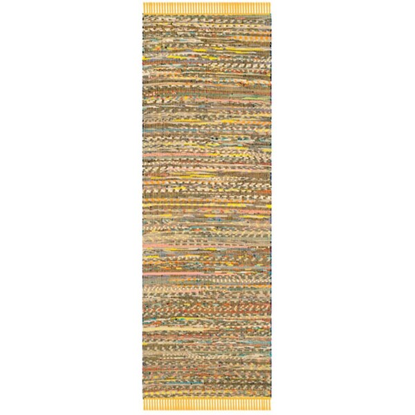 Safavieh 2 ft. - 3 in. x 12 ft. Rag Hand Woven Runner Rug - Yellow and Multi Color - RAR121H-212