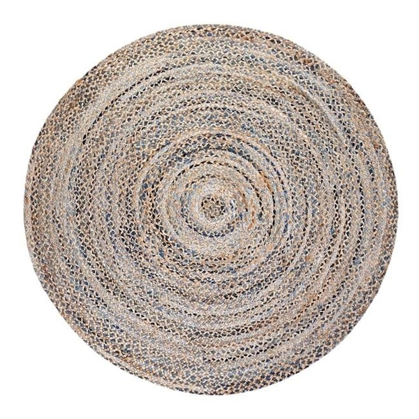 Anji Mountain Anji Mountain AMB0350-060R 6 ft. Round Kerala Denim & Jute Rug - AMB0350-060R