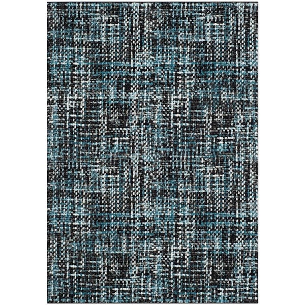 Flowers First 8 x 10 ft. Porcello Power Loomed Area Rug, Charcoal & Blue - Large Rectangle - FL2149505