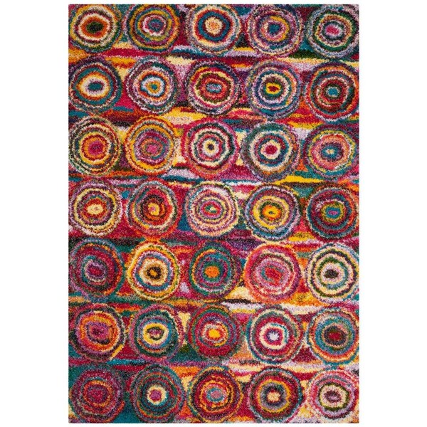 Flowers First 5 ft. 1 in. x 7 ft. 6 in. Fiesta Shag Power Loomed Rug, Multi Color - Medium Rectangle - FL1862539