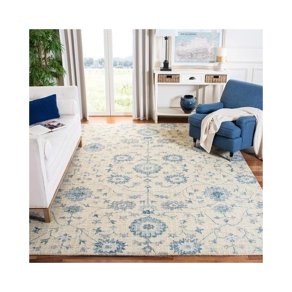 Safavieh Blossom Hand Tufted Runner Area RugSilver & Blue 2 ft.-3 in. x 8 ft. - BLM812F-28