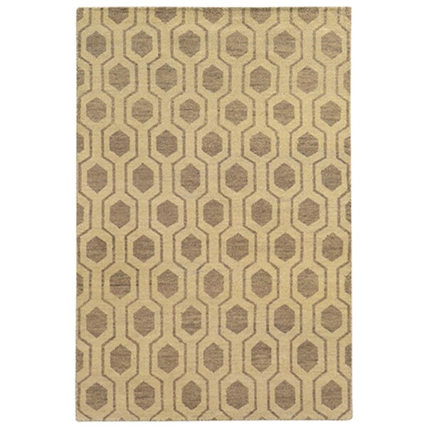 Espectaculo Maddox 5650 Hand Knotted Wool Rectangle Rug, Beige - 53 ft. 6 in. x 5 ft. 6 in. - ES1894748
