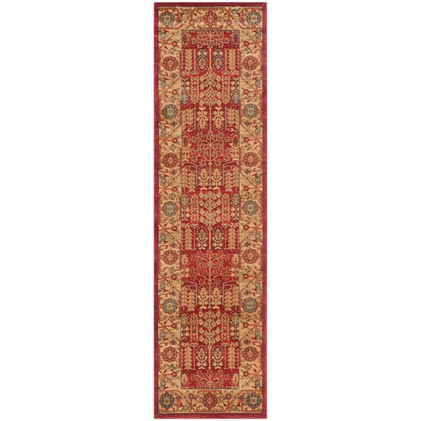 Safavieh 2 ft. - 2 in. x 16 ft. Mahal Power Loomed Runner Rug - Red and Natural - MAH697A-216
