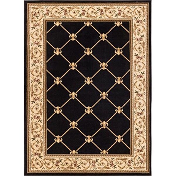 Infinity Home Infinity Home 36234 3 ft. 11 in. x 5 ft. 3 in. Timeless Fleur De Lis Area Rug - Black - 36234