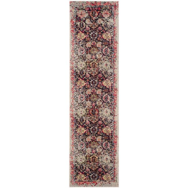 Flowers First 2 ft. 2 in. x 22 ft. Monaco Power Loomed Runner Rug, Grey & Multi Color - FL1885081