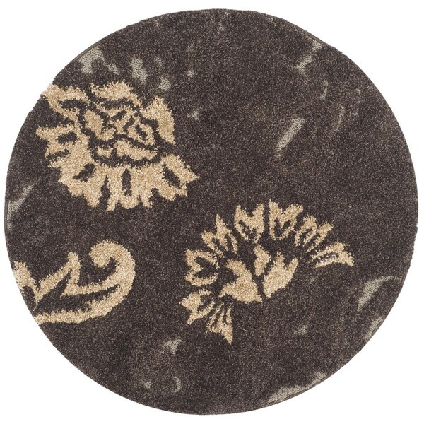 Safavieh Shag Power Loomed Round RugDark Brown & Smoke 4 x 4 ft. - SG463-2879-4R