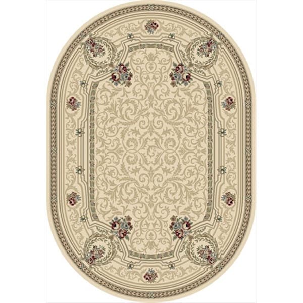 Dynamic Rugs Ancient Garden 5 ft. 3 in. x 7 ft. 7 in. Oval 57091-6464 Rug - Ivory - ANOV69570916464