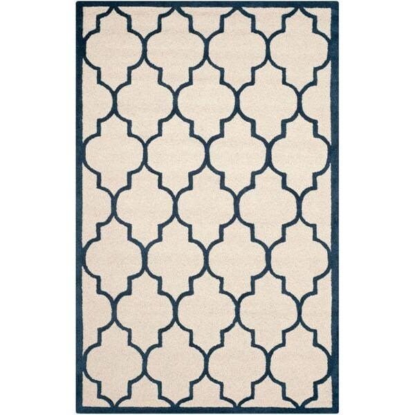 Safavieh Cambridge Hand Tufted Rectangle Rug- Ivory - Navy- 2 ft. 6 in. x 6 ft. - CAM134Z-26