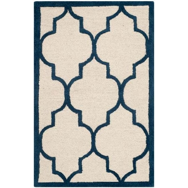 Safavieh Cambridge Hand Tufted Rectangle Rug- Ivory - Navy- 2 ft. 6 in. x 6 ft. - CAM134Z-26