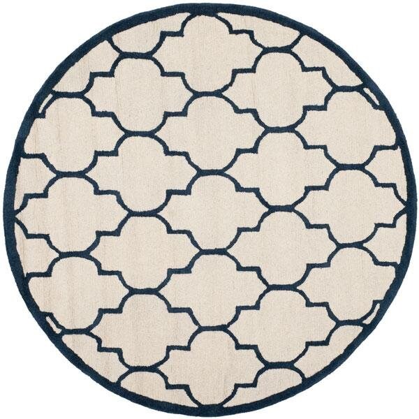 Safavieh Cambridge Hand Tufted Rectangle Rug- Ivory - Navy- 2 ft. 6 in. x 6 ft. - CAM134Z-26
