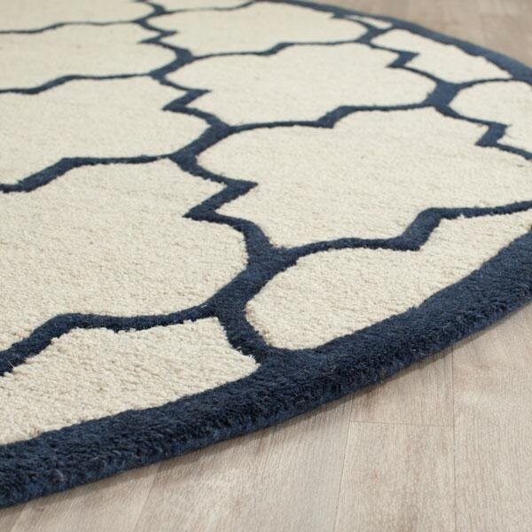 Safavieh Cambridge Hand Tufted Rectangle Rug- Ivory - Navy- 2 ft. 6 in. x 6 ft. - CAM134Z-26