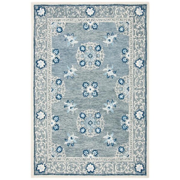 Safavieh 6 x 6 ft. Suzani Traditional Square Hand Tufted Area Rug, Grey & Ivory - SZN504F-6SQ