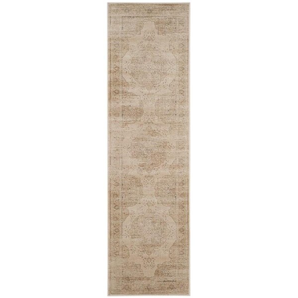 Flowers First 2 ft. 2 in. x 8 ft. Vintage Power Loomed Runner Rug, Creme - FL1889514