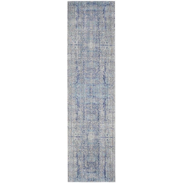 Flowers First 2 ft. 3 in. x 10 ft. Mystique Power Loomed Runner Rug, Light Blue & Multi Color - FL1862552