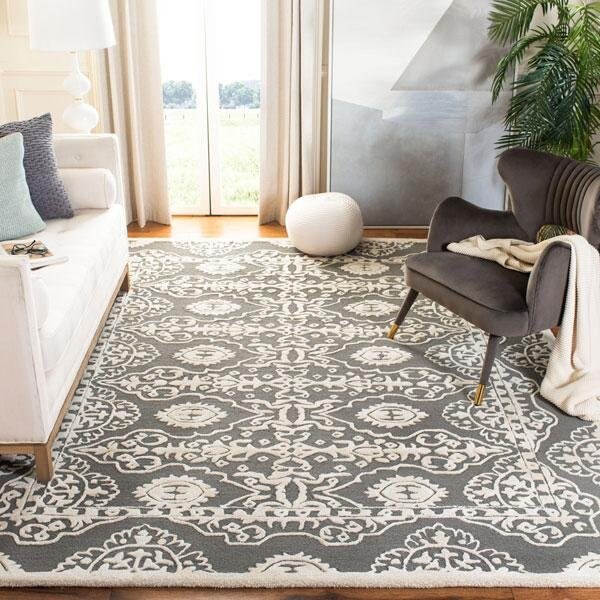 Safavieh 5 x 5 ft. Bella Hand Tufted Square Area RugDark Grey & Ivory - BEL134C-5SQ