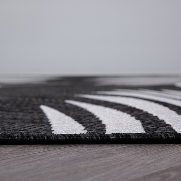 World Rug Gallery Contemporary Palm Leaves Textured Flat Weave Indoor/Outdoor Area Rug 2'x3' Black - 111BLACK2X3