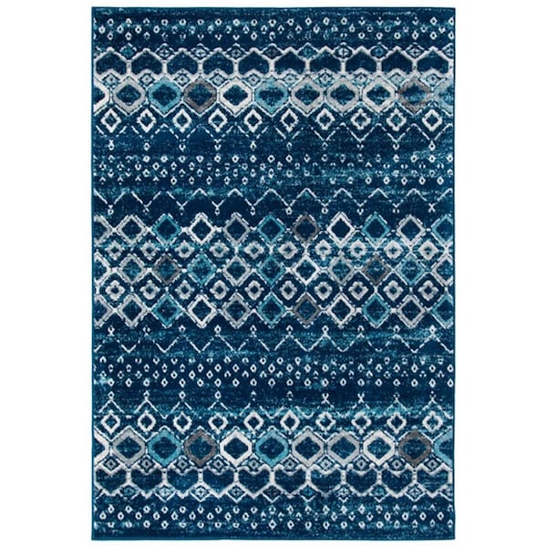 Safavieh 6 ft. 7 in. x 9 ft. 2 in. Amsterdam Southwestern Rectangle Power Loomed Rug - Navy & Beige - AMS108N -7