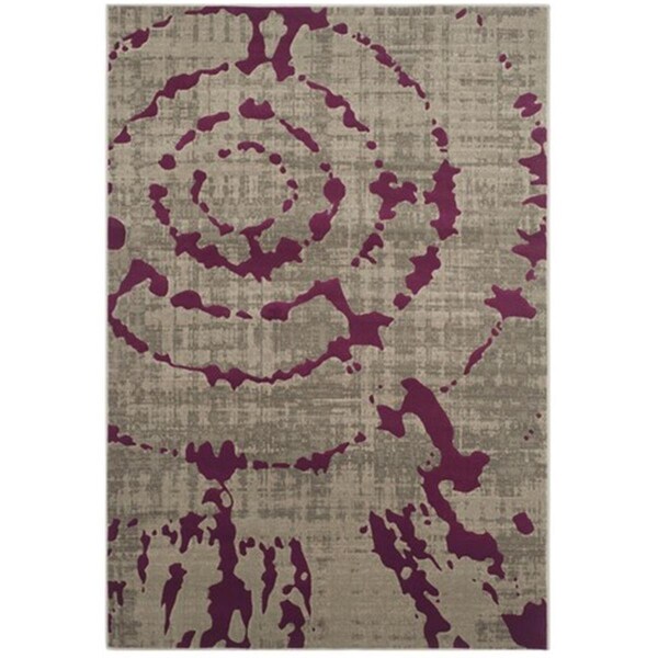 Safavieh Porcello Power Loomed Round Rug- Light Grey - Purple- 6 ft. 7 in. x 6 ft. 7 in. - PRL7735B-7R