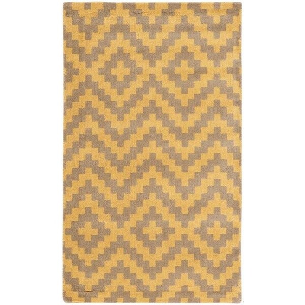 Safavieh Cambridge Hand Tufted Small Rectangle Rug- Taupe - Gold- 4 x 6 ft. - CAM324X-4