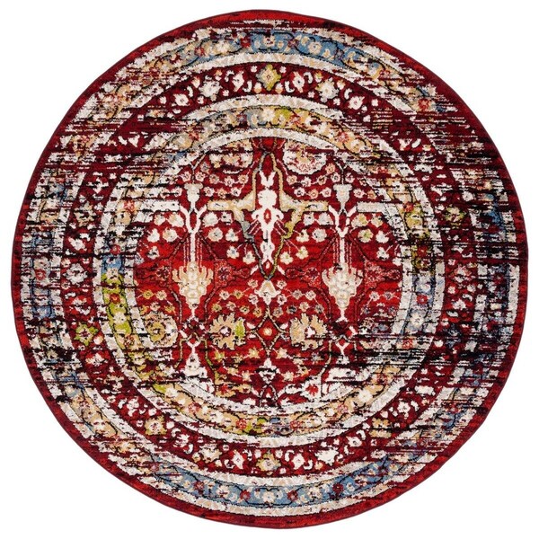Safavieh 6 ft. 7 in. x 6 ft. 7 in. Amsterdam 177Q Power Loomed Round Area Rug, Red - AMS177Q-7R