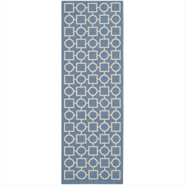 Safavieh 2 Ft. -3 In. X 6 Ft. -7 In. Runner Indoor-Outdoor Courtyard- Blue And Beige- Machine Made Rug - CY6925-243-27