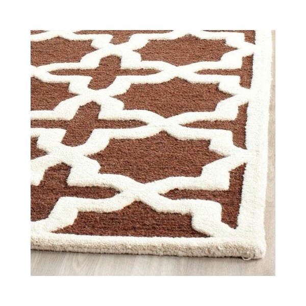 Safavieh Cambridge Hand Tufted Large Rectangle Rugs, Dark Brown and Ivory - 9 x 12 ft. - CAM125H-9