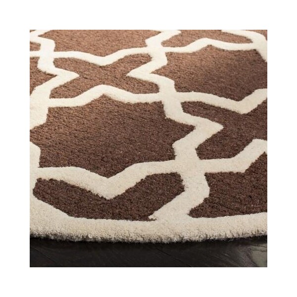 Safavieh Cambridge Hand Tufted Large Rectangle Rugs, Dark Brown and Ivory - 9 x 12 ft. - CAM125H-9