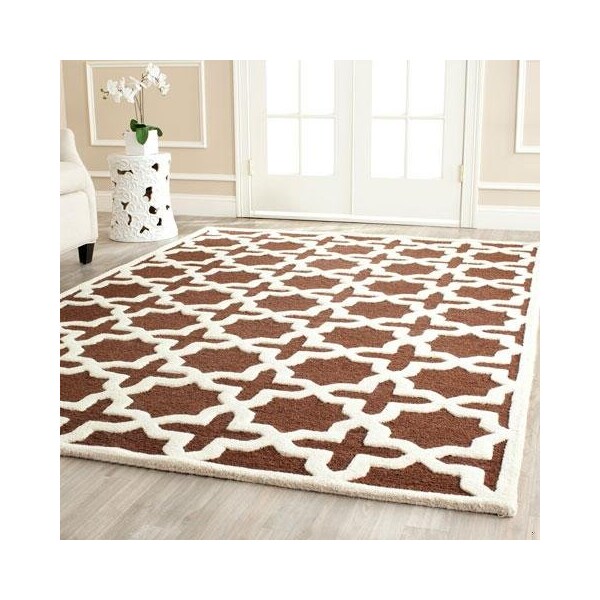 Safavieh Cambridge Hand Tufted Large Rectangle Rugs, Dark Brown and Ivory - 9 x 12 ft. - CAM125H-9