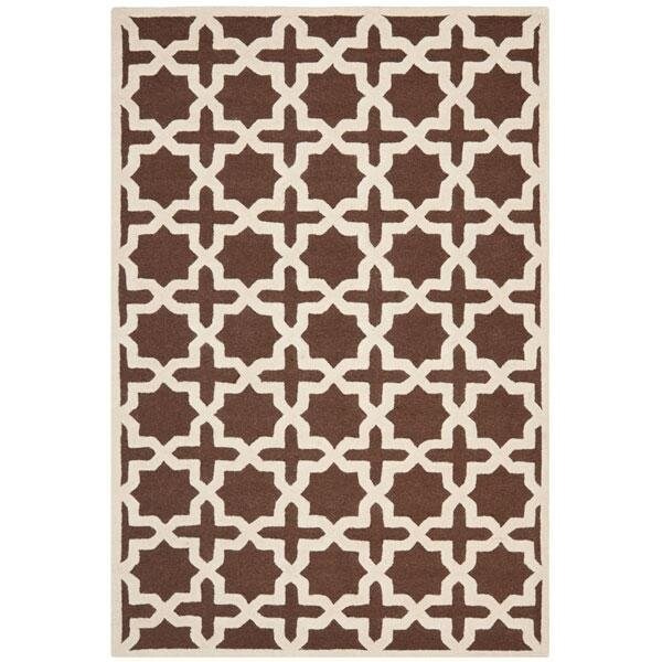 Safavieh Cambridge Hand Tufted Large Rectangle Rugs, Dark Brown and Ivory - 9 x 12 ft. - CAM125H-9