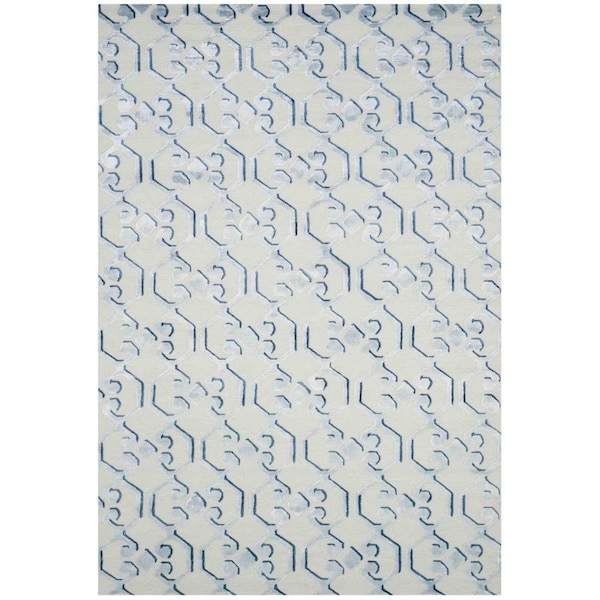 Safavieh 6 x 9 ft. Tibetan Hand Knotted Rectangle Area Rug Blue & Ivory - TB831B-6