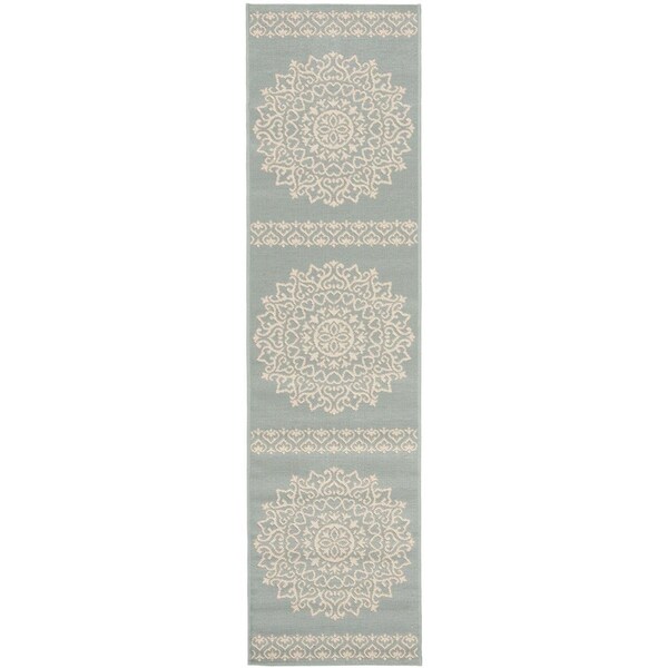 Safavieh 2 ft. 2 in. x 4 ft. Beach House Power Loomed Runner Area Rug Cream & Aqua - BHS183L-24