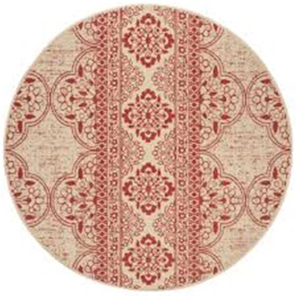Safavieh 6 ft. 7 in. x 6 ft. 7 in. Beach House Contemporary Round Indoor & Outdoor Area Rugs; Red & Creme - BHS174Q-6R