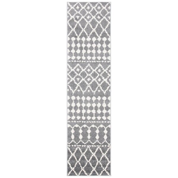Safavieh 2 x 8 ft. Mercer 414F Power Loomed Runner Area Rug Grey & Cream - MRE414F-28