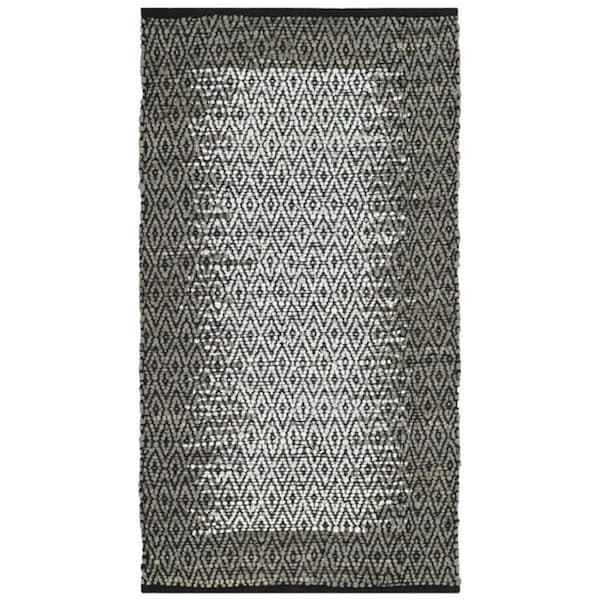 Flowers First 2 ft. 3 in. x 4 ft. Vintage Leather Hand Woven Area Rug, Light Grey & Grey - Accent - FL1889521