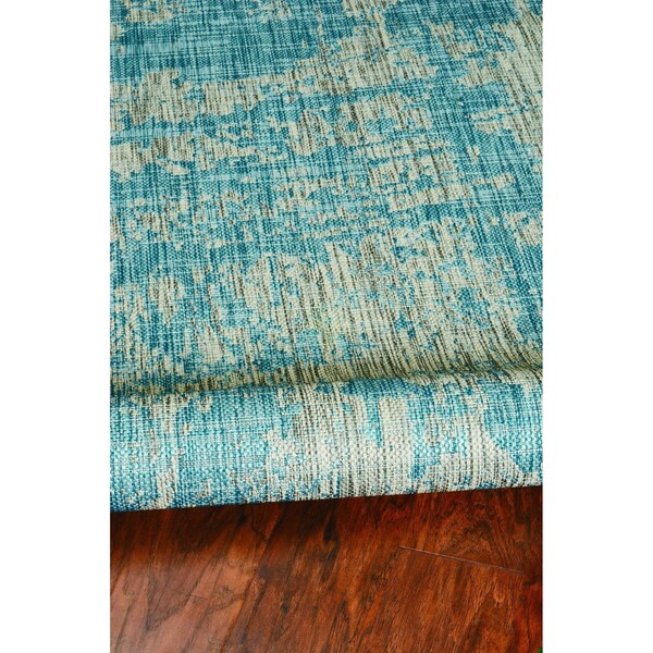 Homeroots 39 x 59 in. Teal Polypropylene Rug - 375214