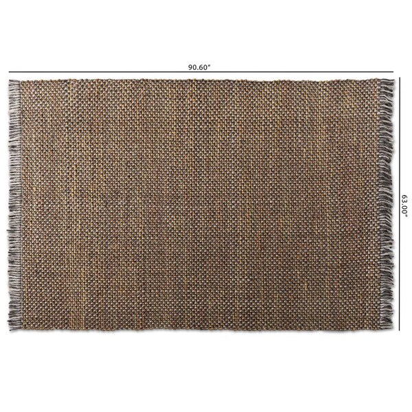 Baxton Studio Nurten Modern and Contemporary Orange and Grey Handwoven Hemp Blend Area Rug - 188-11838-ZORO