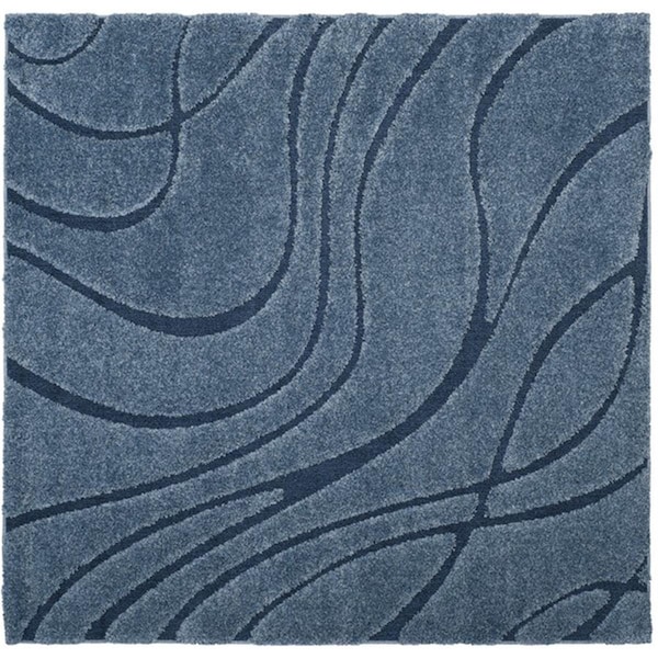 Safavieh 6 ft.7 in. x 6 ft.7 in. Power Loomed Square Shag RugLight Blue & Blue - SG471-6065-7SQ