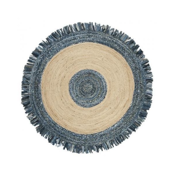 Safavieh Cape Cod Hand Woven Round Area Rug, Ivory and Denim - 3 x 3 ft. - CAP205D-3R