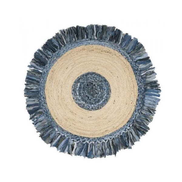 Safavieh Cape Cod Hand Woven Round Area Rug, Ivory and Denim - 3 x 3 ft. - CAP205D-3R