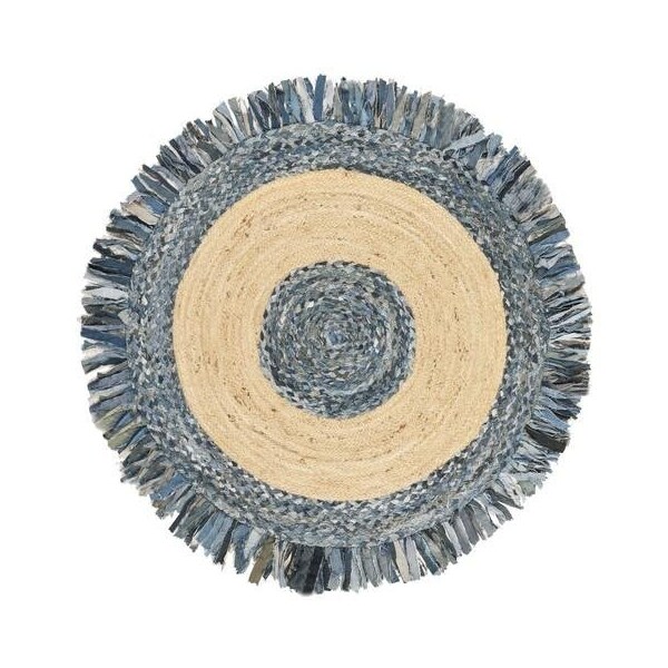 Safavieh Cape Cod Hand Woven Round Area Rug, Ivory and Denim - 3 x 3 ft. - CAP205D-3R
